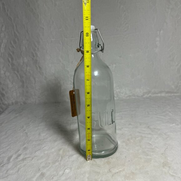 Rae Dunn Glass Bail & Trigger Bottle Collection Raised “GULP” On Bottle HTF NWT - Picture 6 of 6